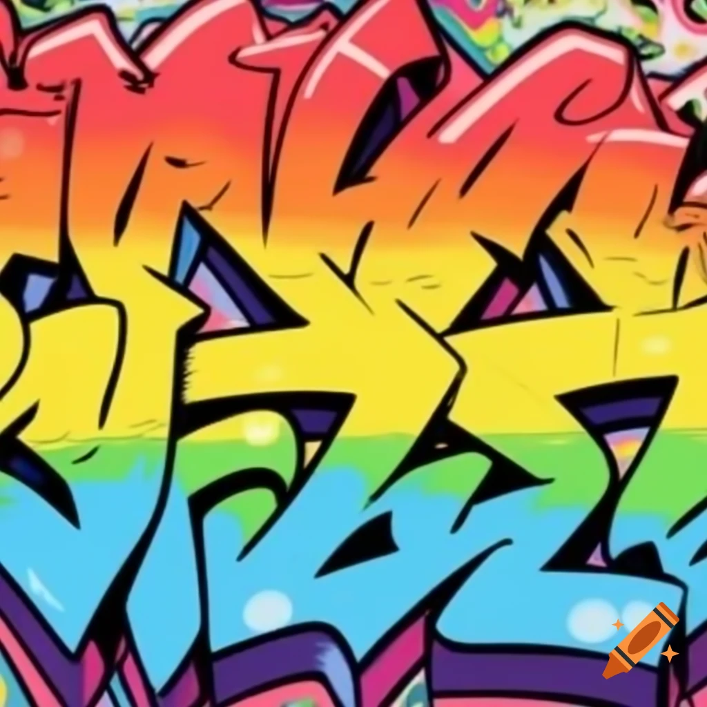 Vibrant rainbow graffiti art on urban wall