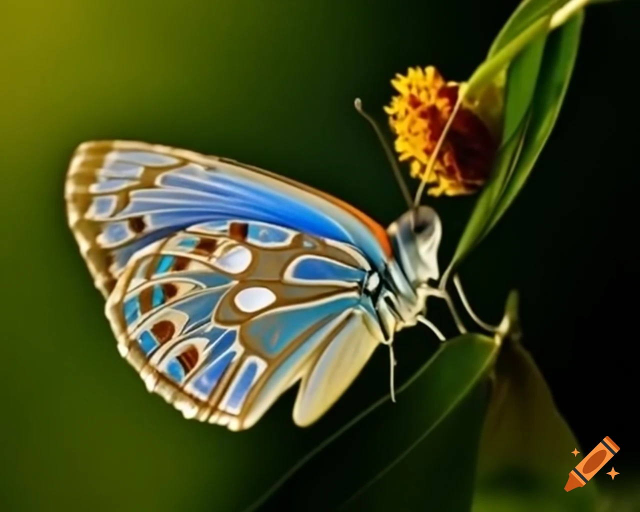 Delicate bubble encasing vibrant butterfly with intricate patterns