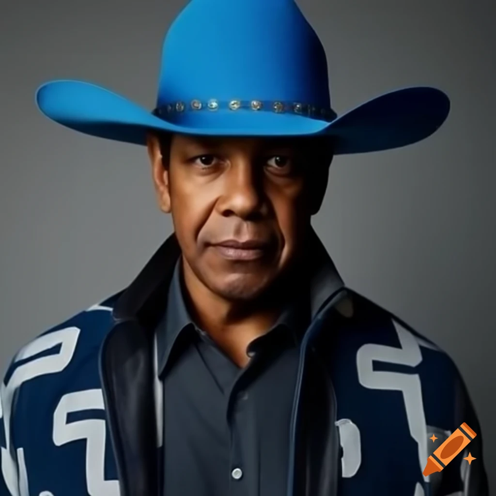 Denzel Washington In Gray Attire With Zig zag Patterns And Dark Blue 
