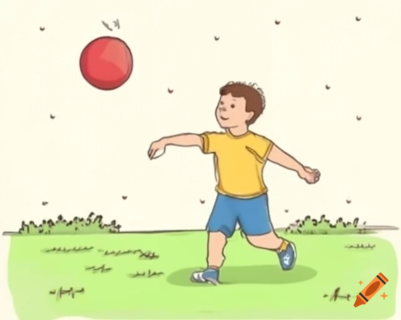 Boy throwing a ball in the yard