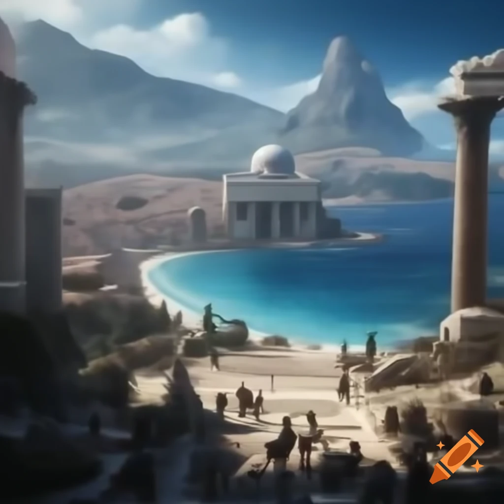 Melodic techno album cover inspired by Greece with sandy Star Wars characters in background