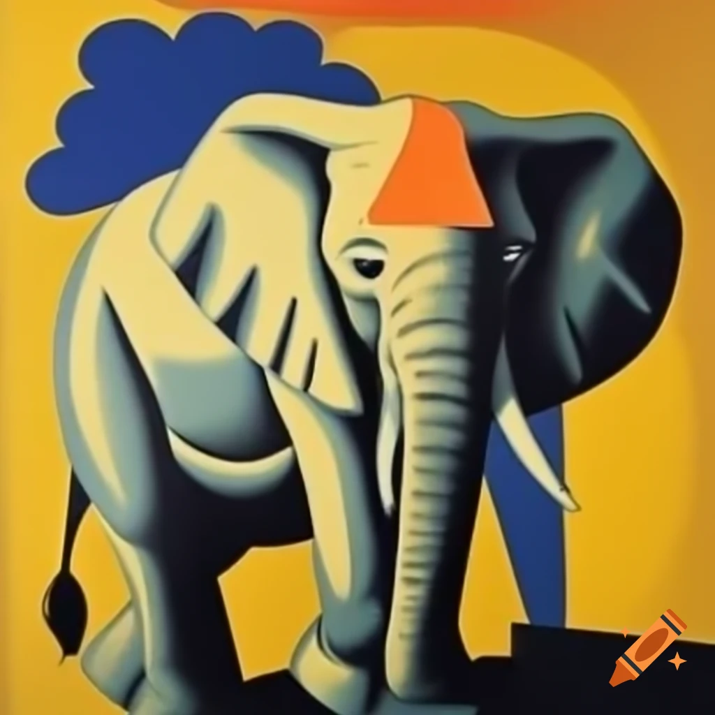 Pablo Picasso painting an elephant