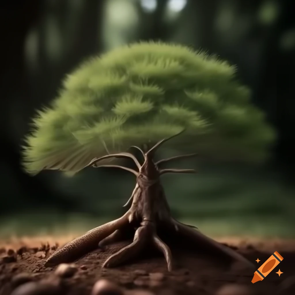 Acacia sapling plant with detailed texture in high resolution