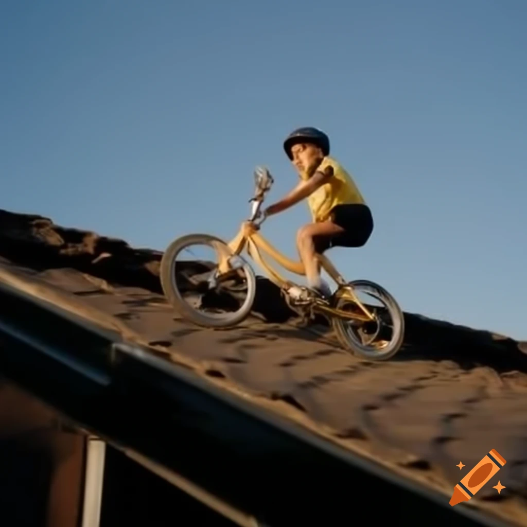 Children riding bikes on a rooftop