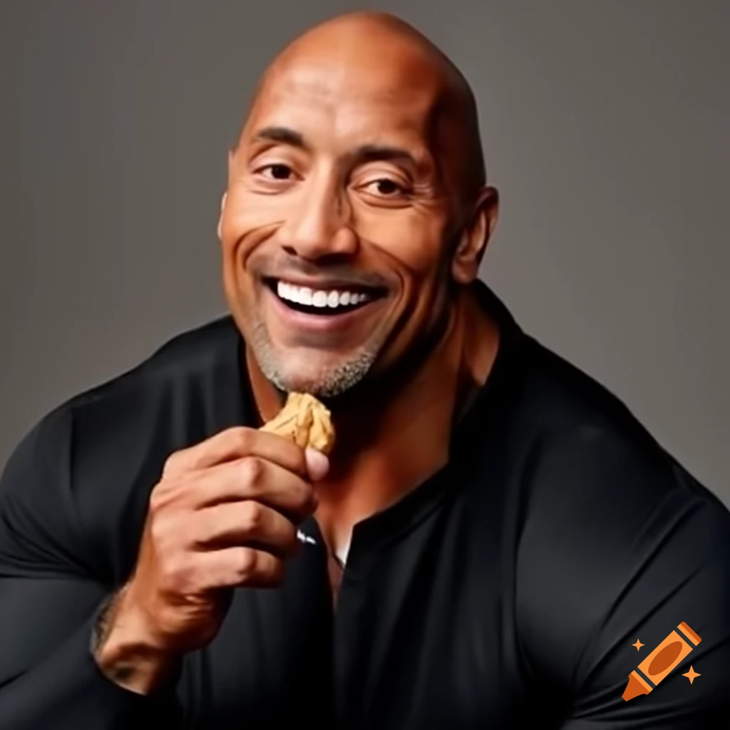 Dwayne Johnson Humorously Pretending To Eat Rocks On Craiyon