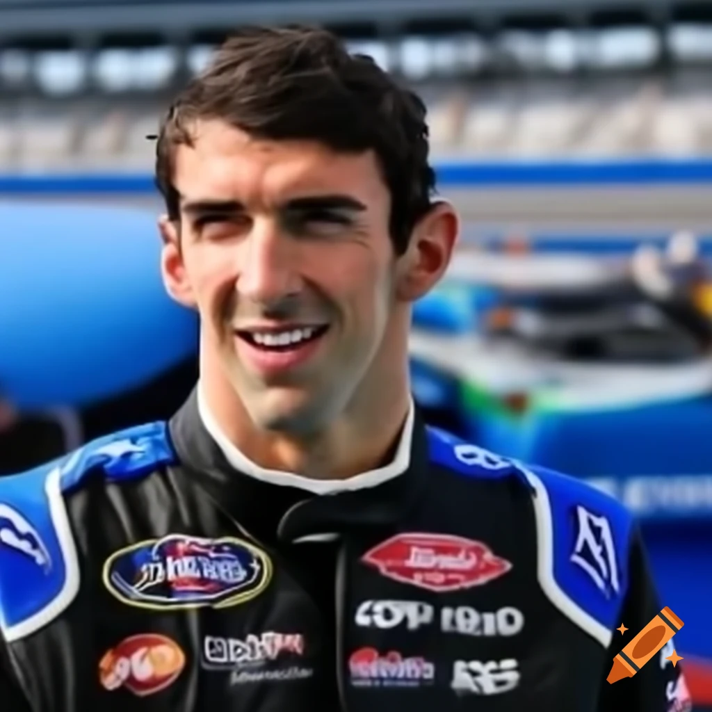 Michael Phelps depicted as a NASCAR driver