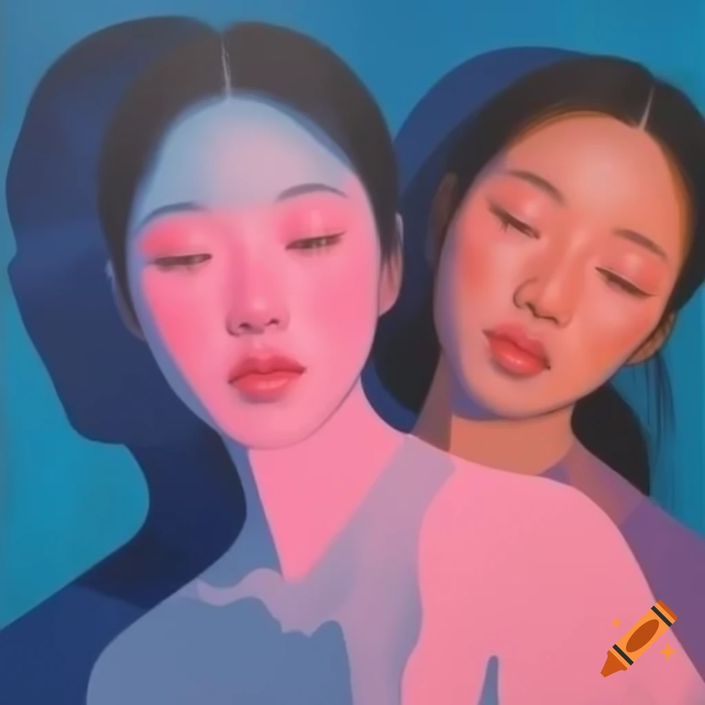 Minimalist dreamy paintings with pastel colors and soft shadows