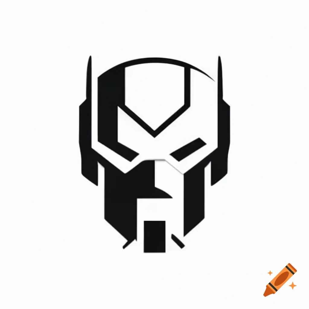 black-and-white-engineering-logo-of-robot-head-with-sharp-corners