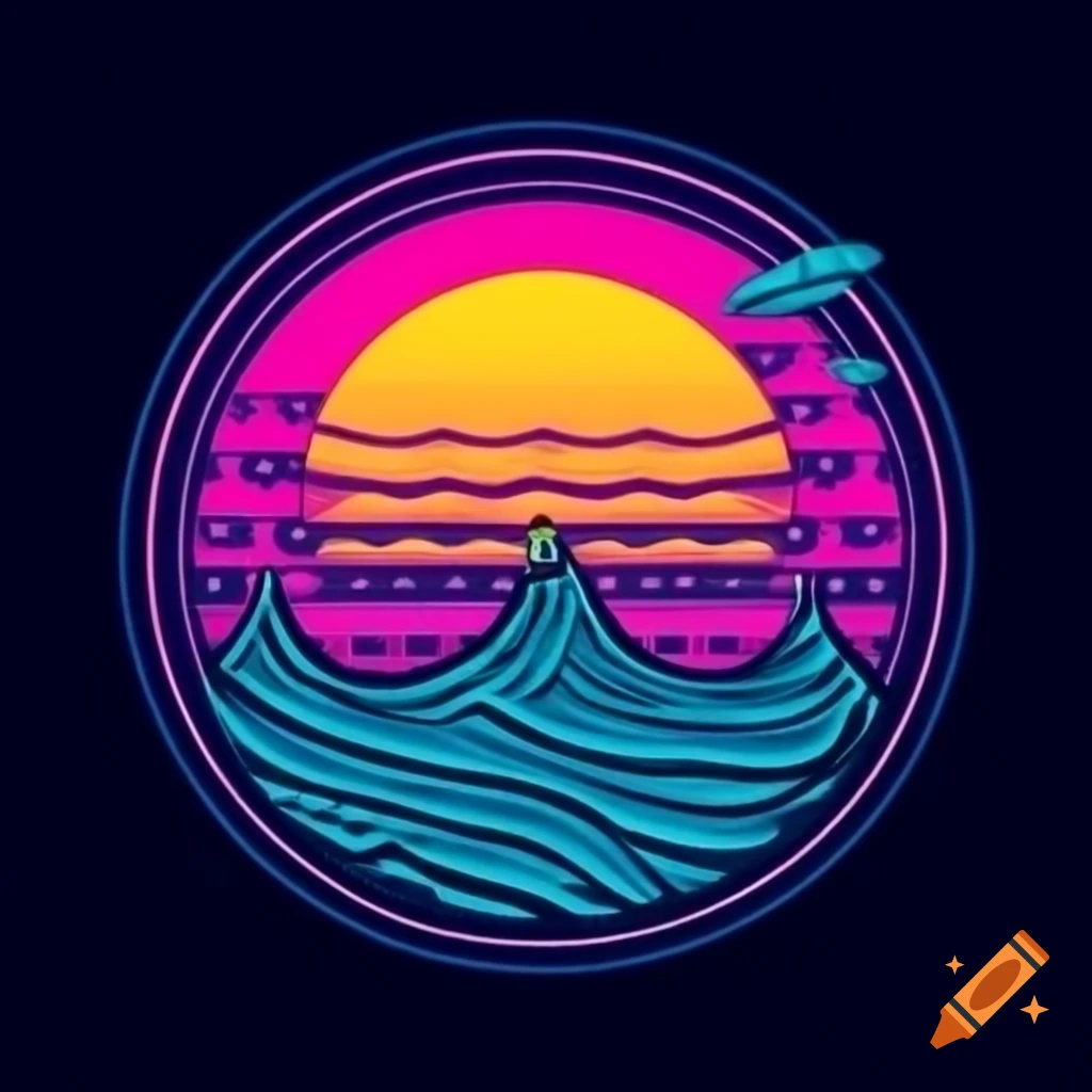 Retro Wave Landscape With Neon Grid And 80 s Style Lettering For retro-wave-landscape-with-neon-grid-and-80-s-style-lettering-for