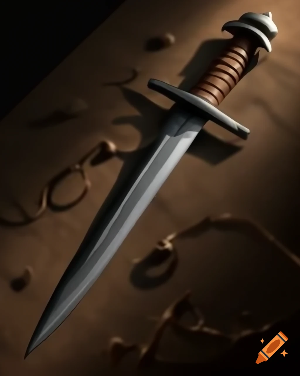 Historical drawing of a traditional dirk knife