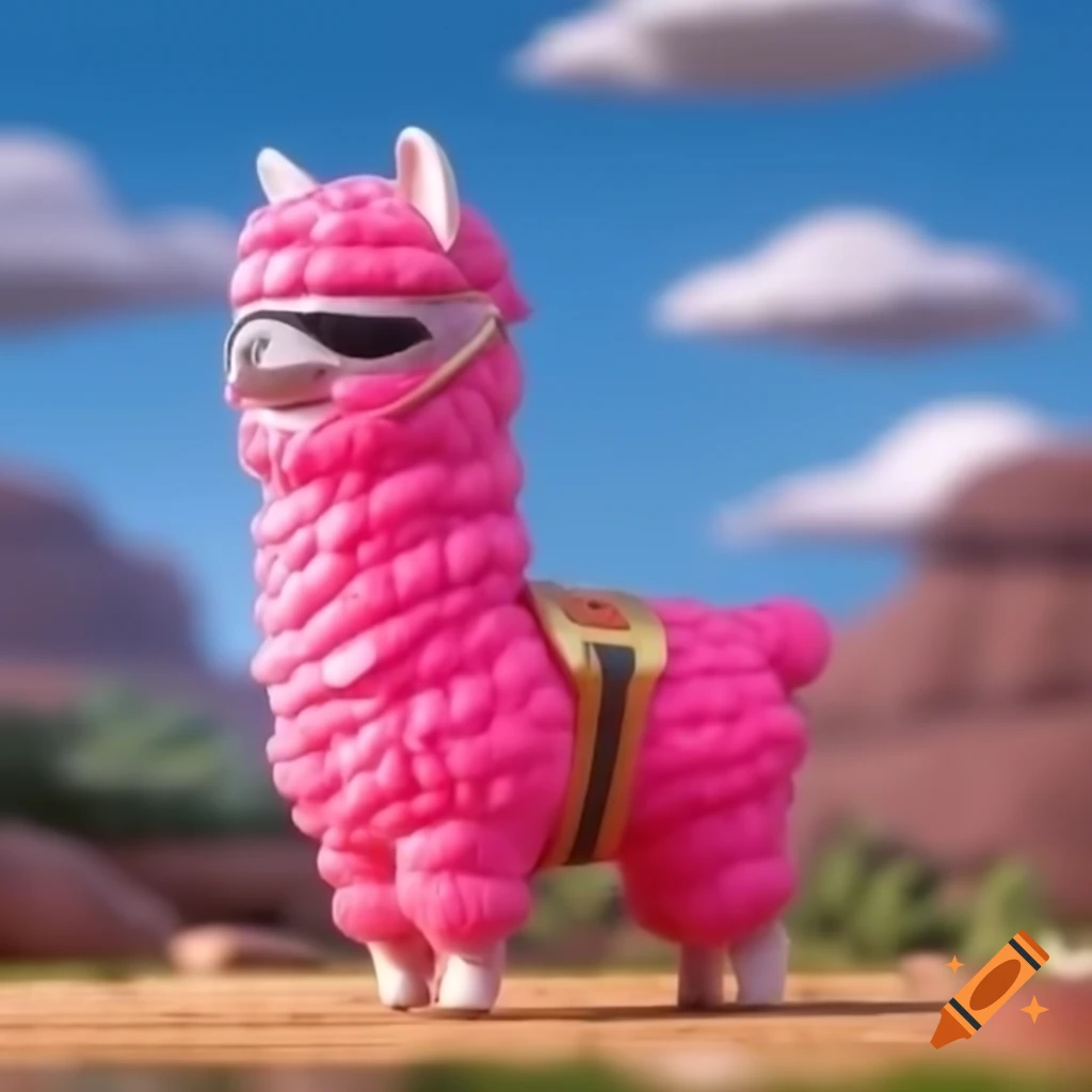 Pink Power Ranger-themed llama