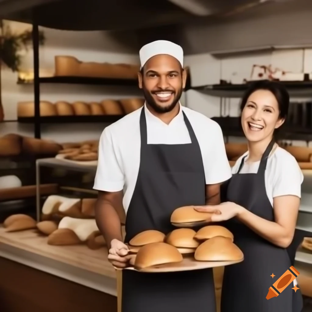 Bakery salespeople serving customers