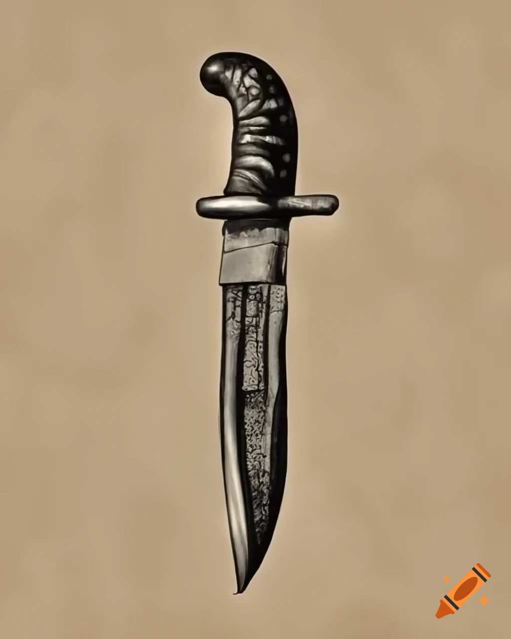 Historical drawing of a Catalan knife