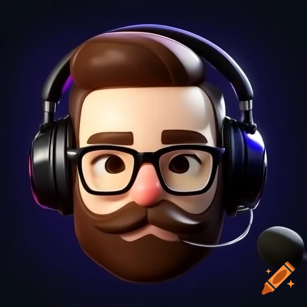 Gamer wearing glasses and headphones with a beard