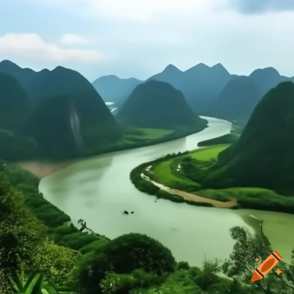 River Hong flowing through Vietnam