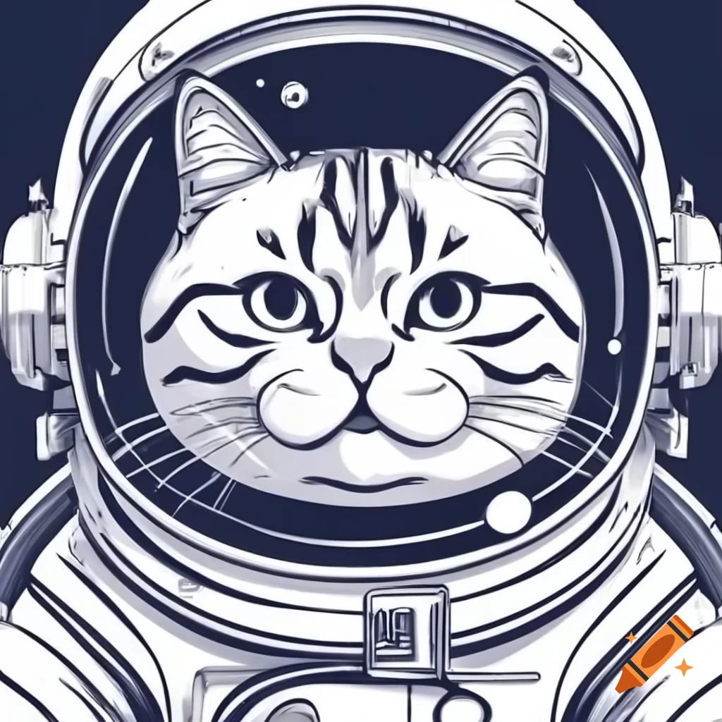 Cat in a spacesuit floating in space
