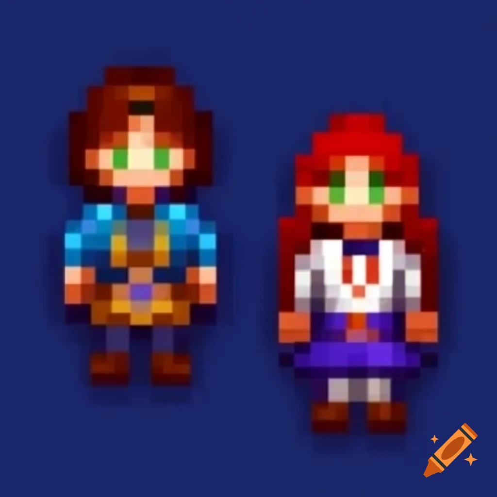 Sprite of twin brother and sister characters in RPG style