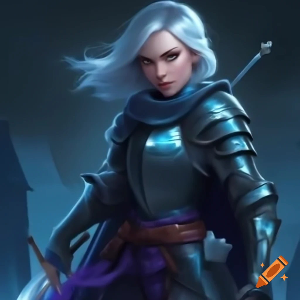 Knight wielding a frost sword in battle gear
