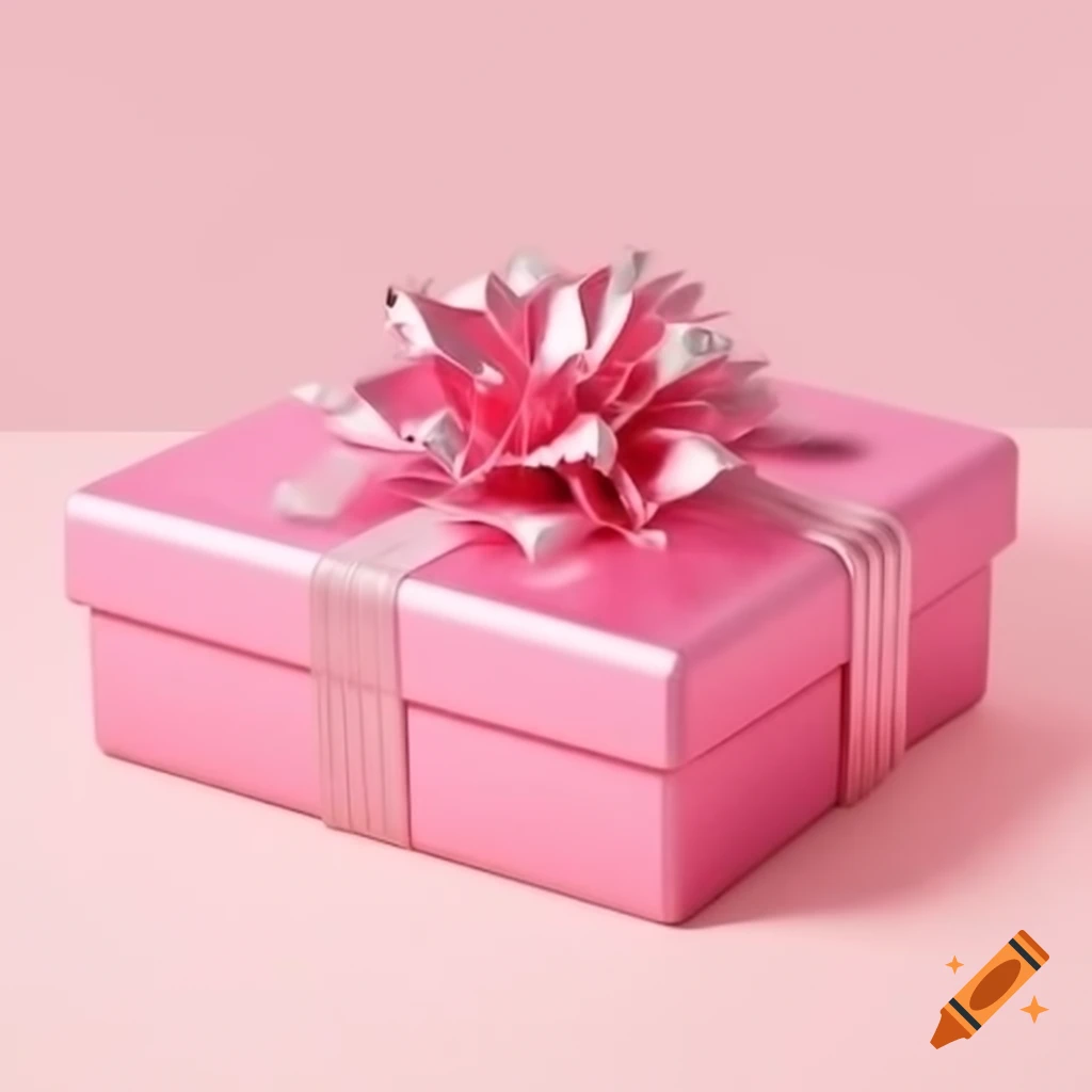 Minimalist 3d rendering of elegant gift box with pink surface and