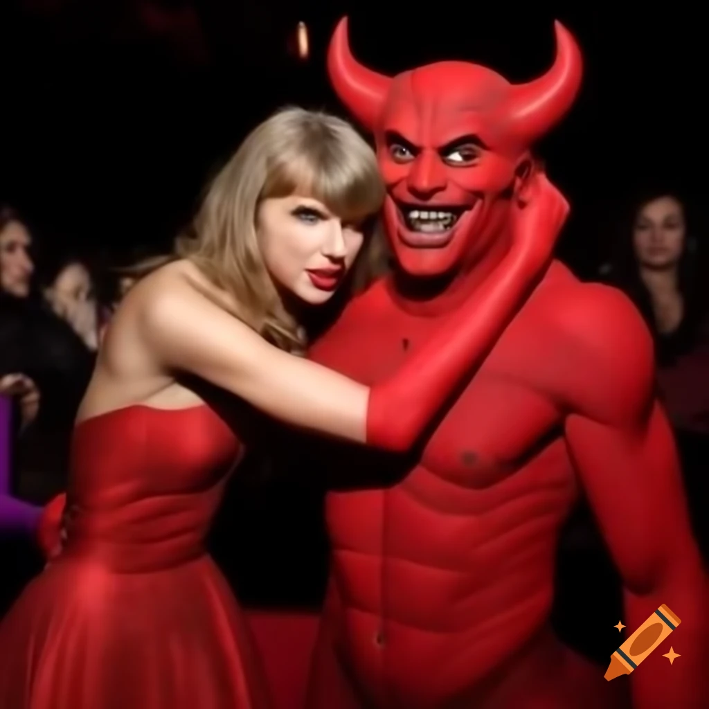Taylor Swift in devil outfit posing for camera