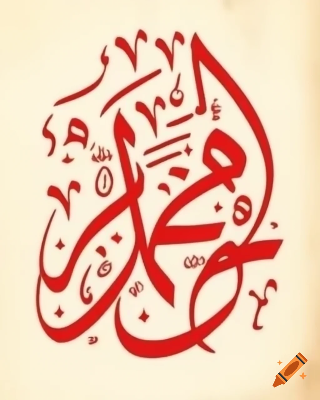 Page filled with red script resembling Arabic or Atlantean