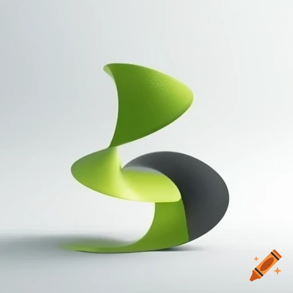 Intertwined helical strands in flat anthracite and lime green colors