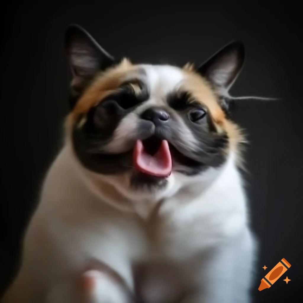 Hybrid creature combining features of a dog and a cat