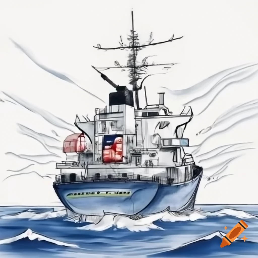 Sketch of a marine cargo ship