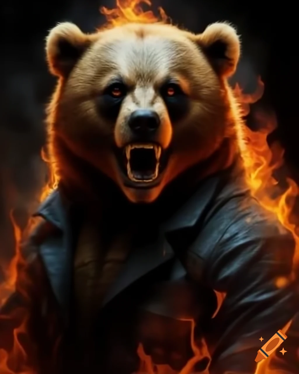 Abstract representation of a bear embodying fear and fire