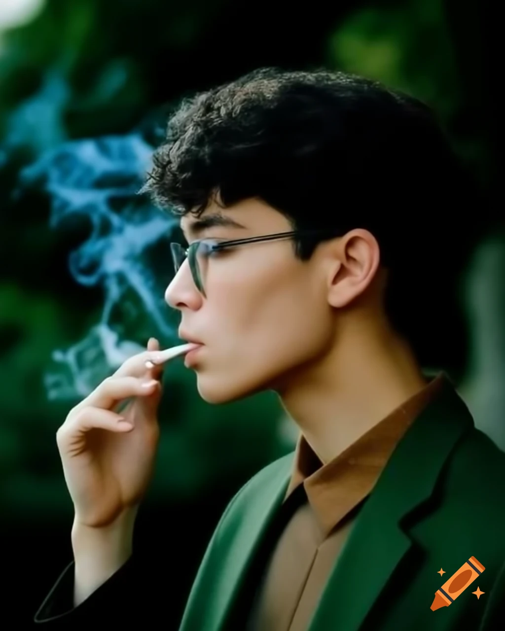 Male student smoking in casual setting