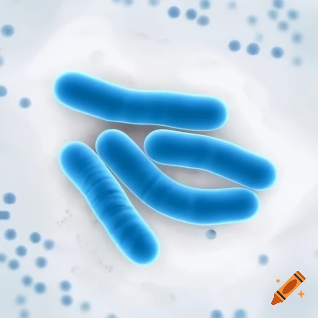 Three blue Mycobacterium tuberculosis with rough surface on white background