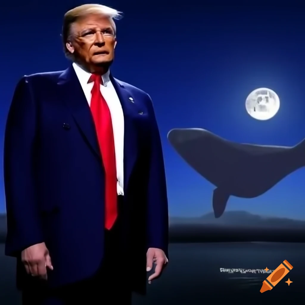 Donald Trump and singer Seal with full moon background