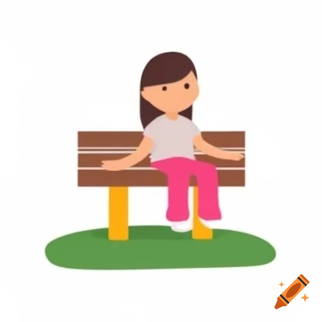 Girl sitting on a bench in a park