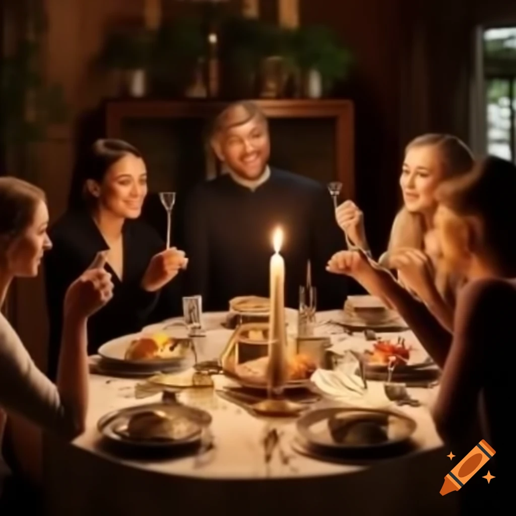 Traditional Shabbat dinner setting