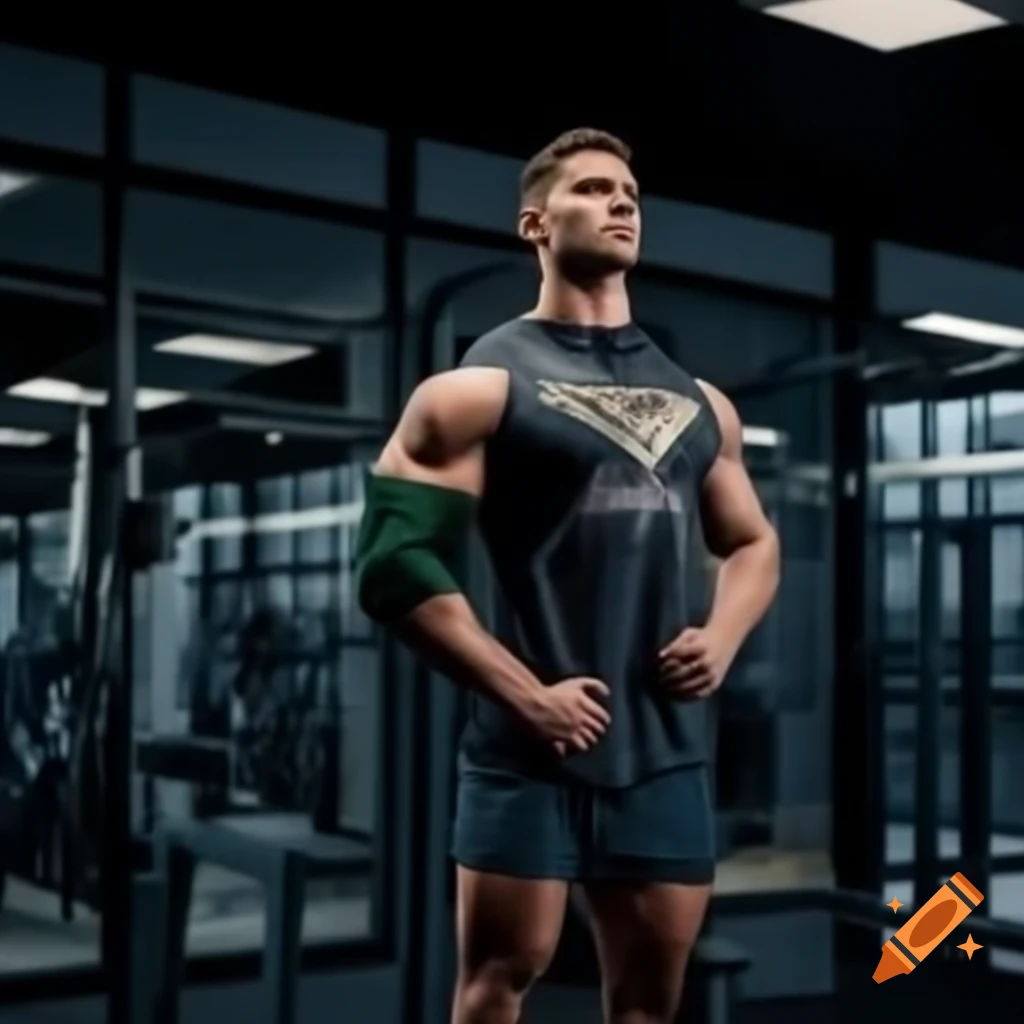 Geeky man exercising in gym