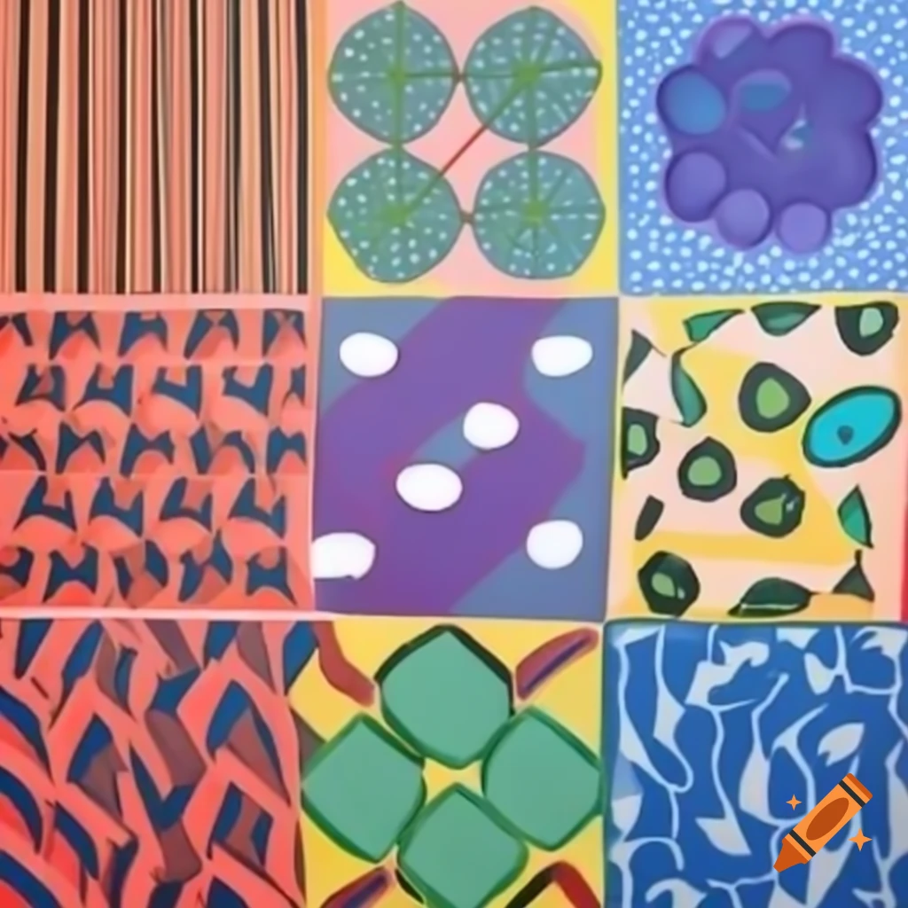 Graphic representation of five elements of design: Line, Shape, Colour, Value, Texture