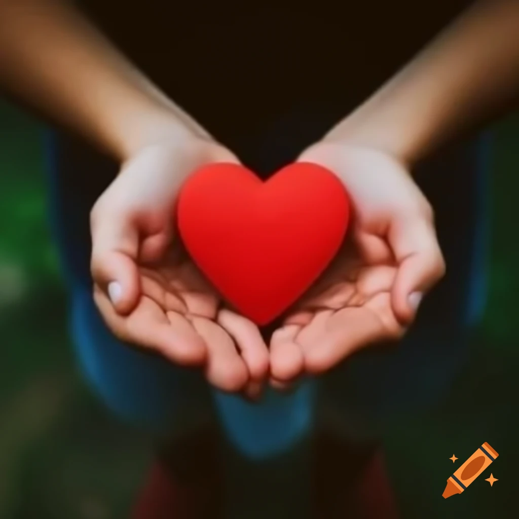 Two hands holding a heart symbolizing love