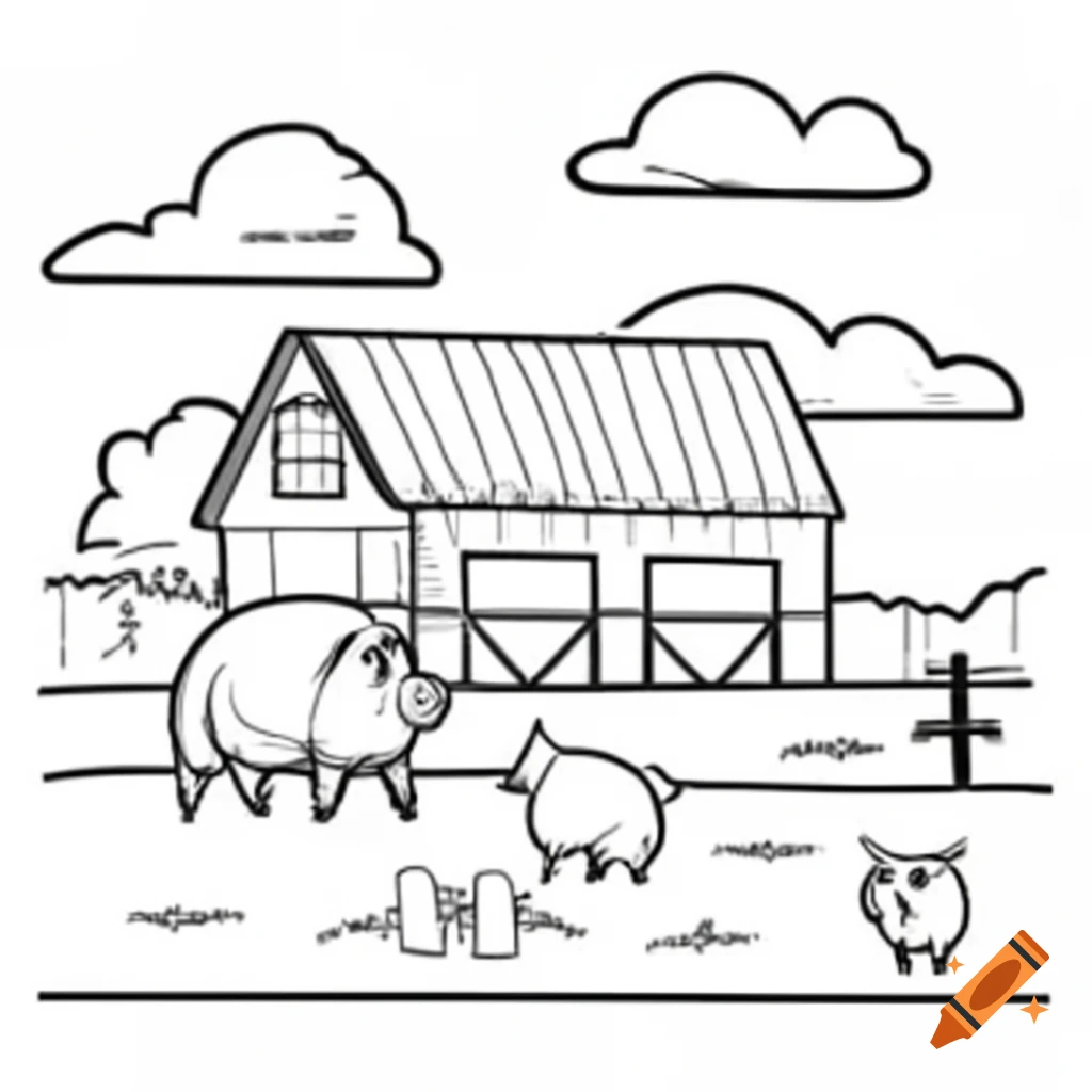 Farm animals including pigs in a rural setting