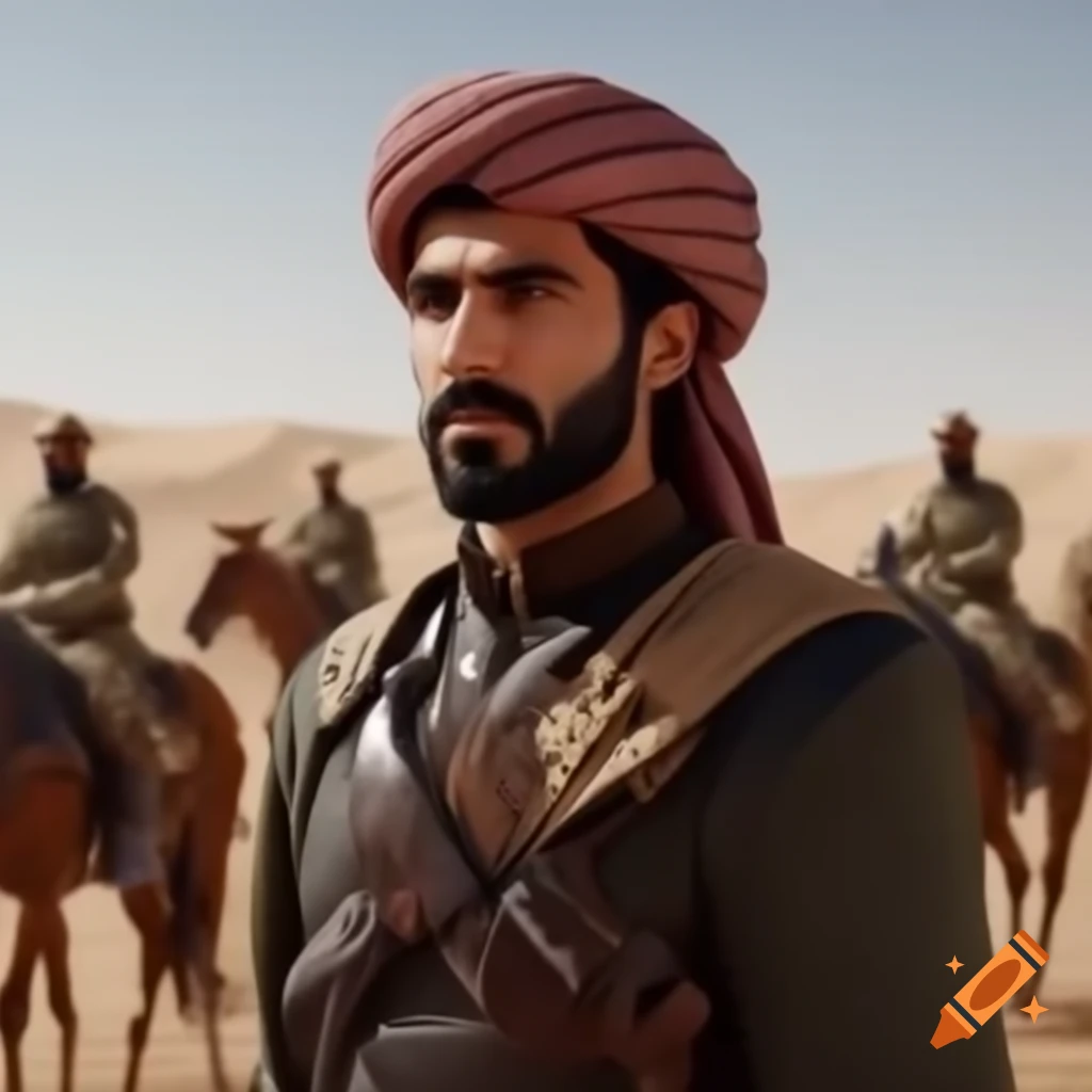 Abraham in desert attire with his army