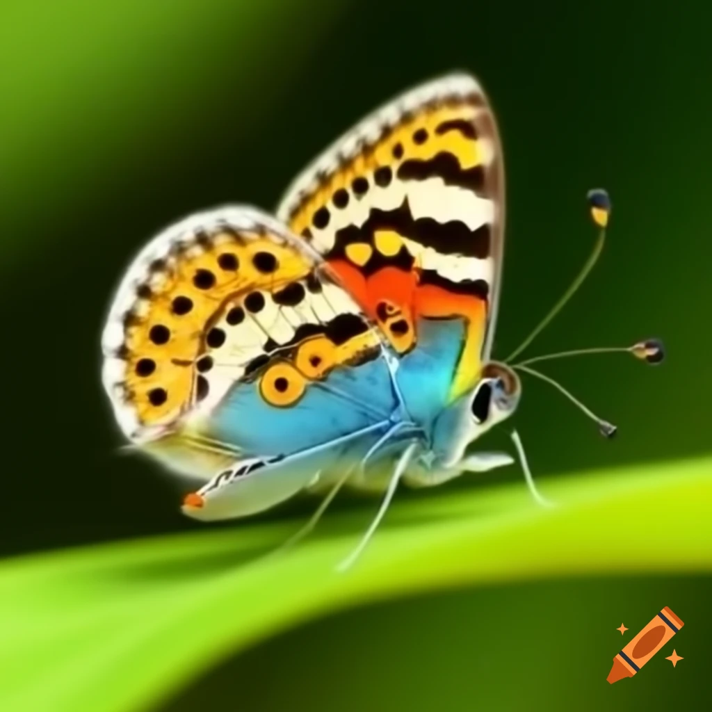 Colorful butterfly emerging from cocoon for the first time, animated