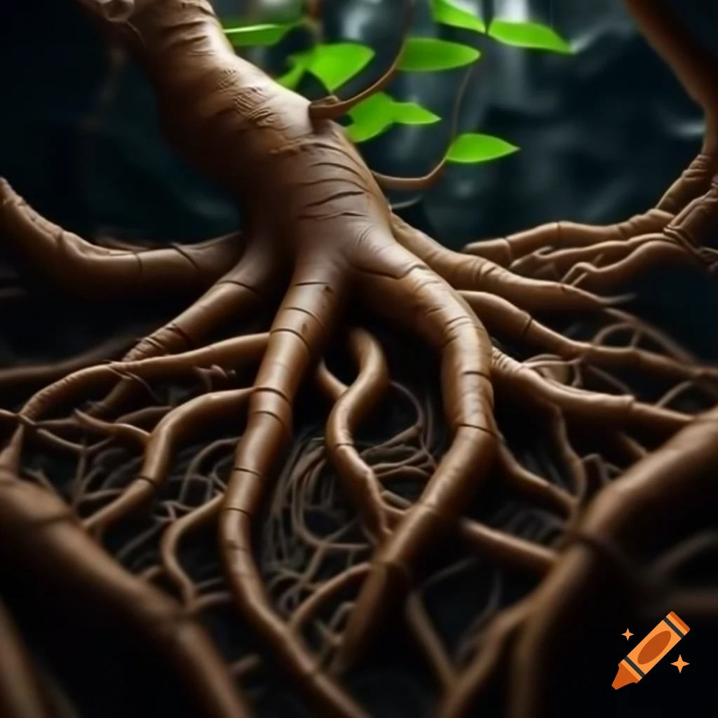 Realistic HD pixel art of root in underground texture