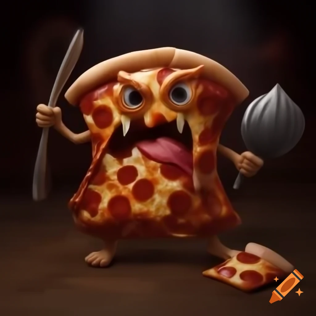 Fantasy scene of a pepperoni pizza monster in a Dungeons and Dragons setting