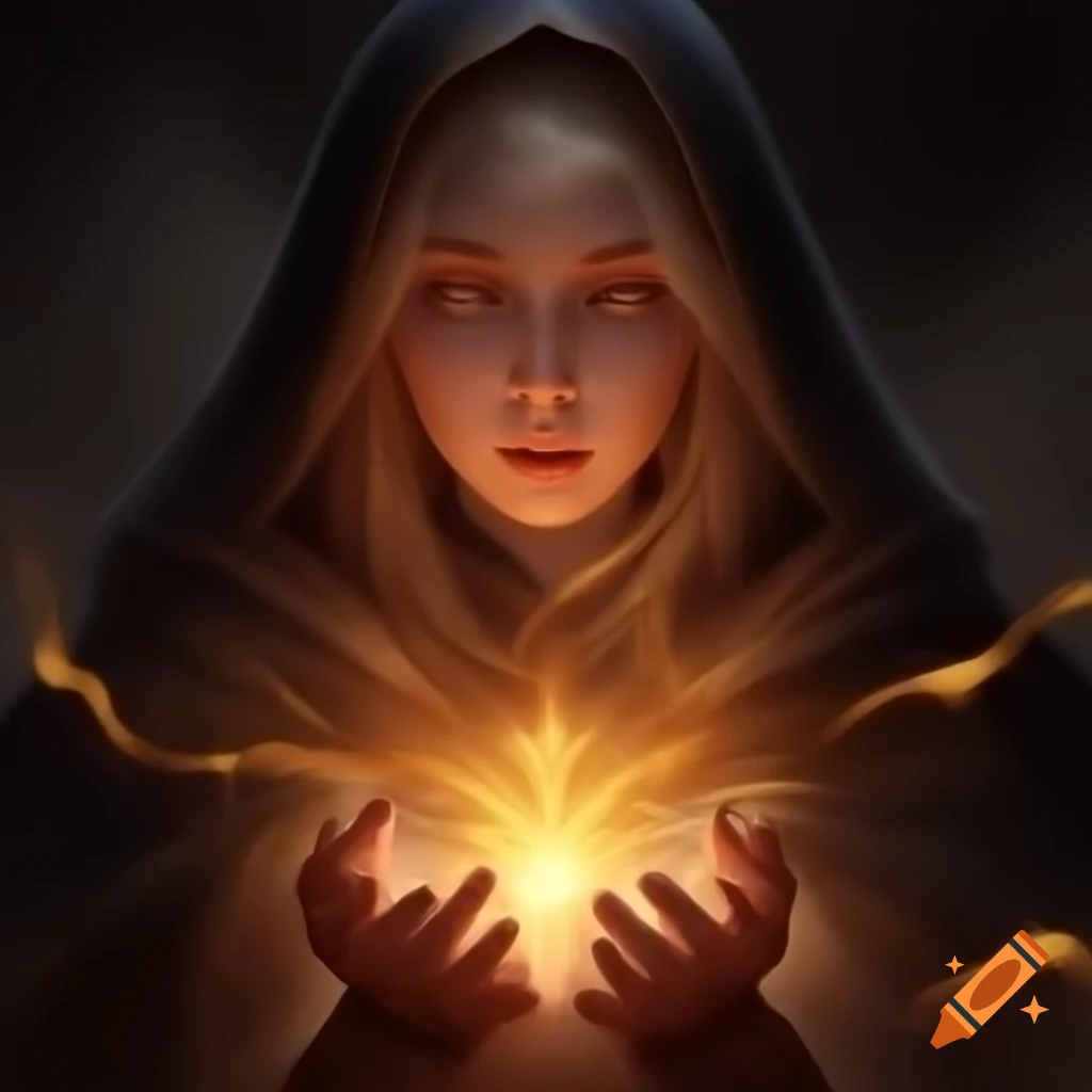 Sister Alya channeling divine energy towards pale male warrior