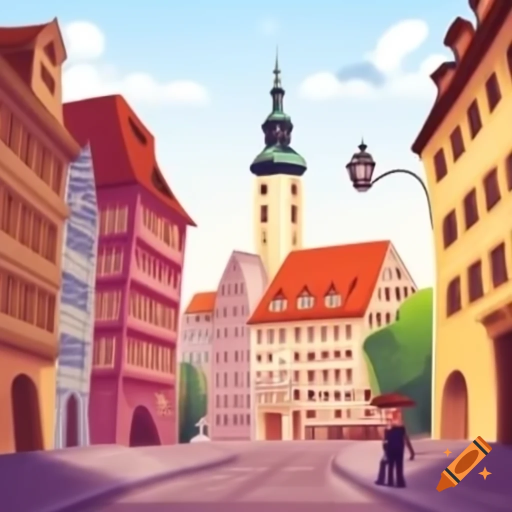 Cartoon art of Augsburg city