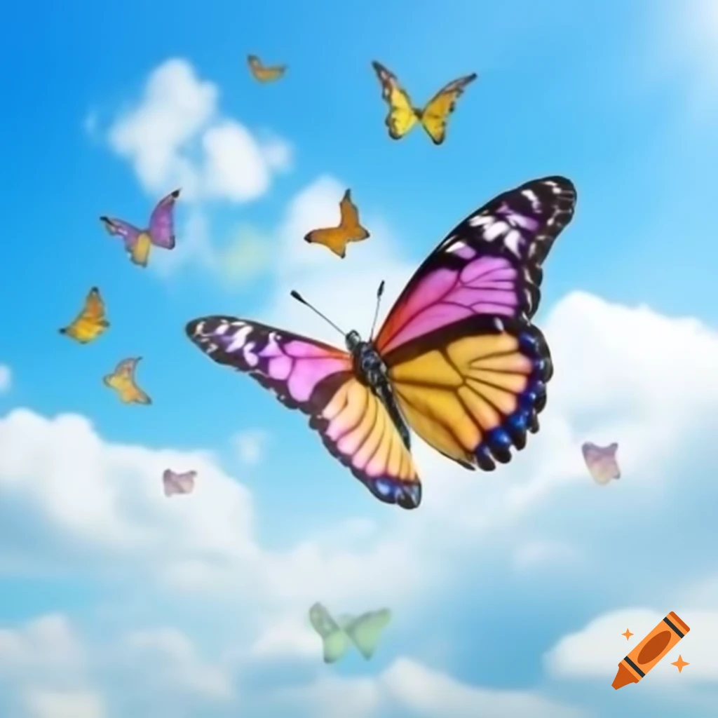 Colorful butterfly flying in the sky