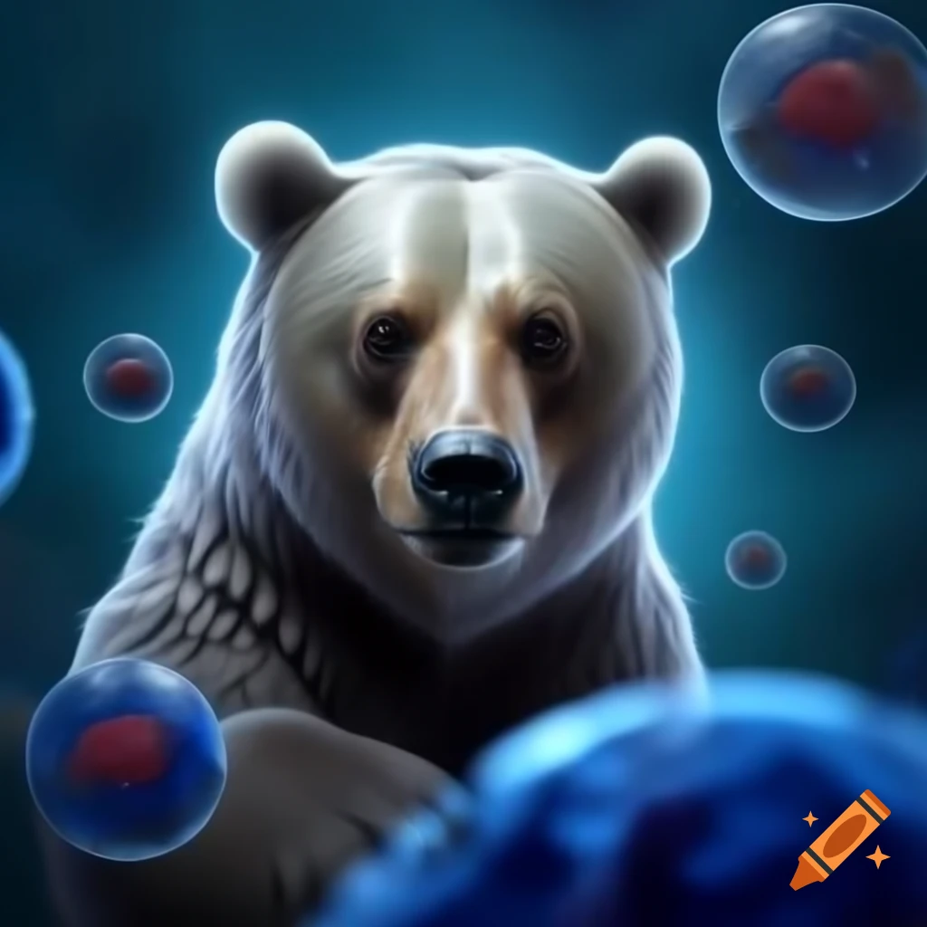 Bear scientist engaging in cell research