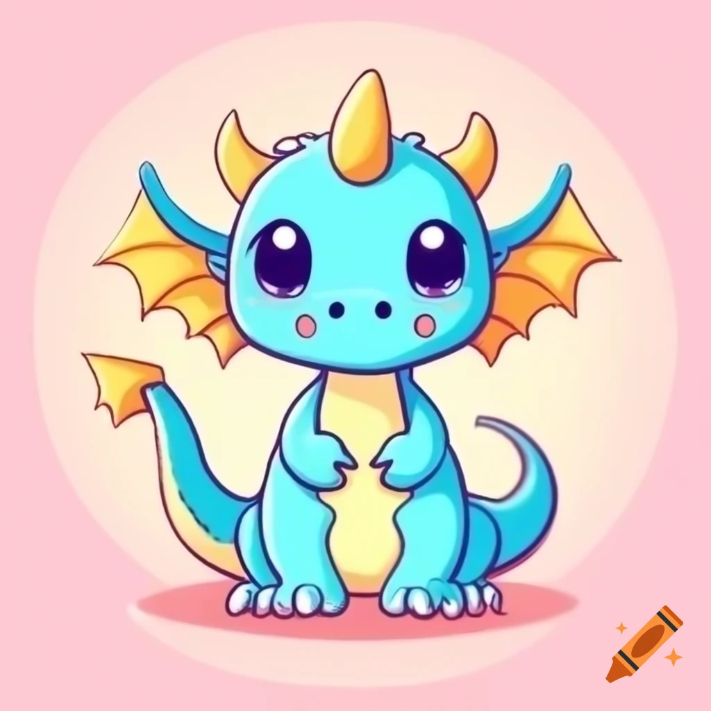 Whimsical pastel-colored dragon with matching background