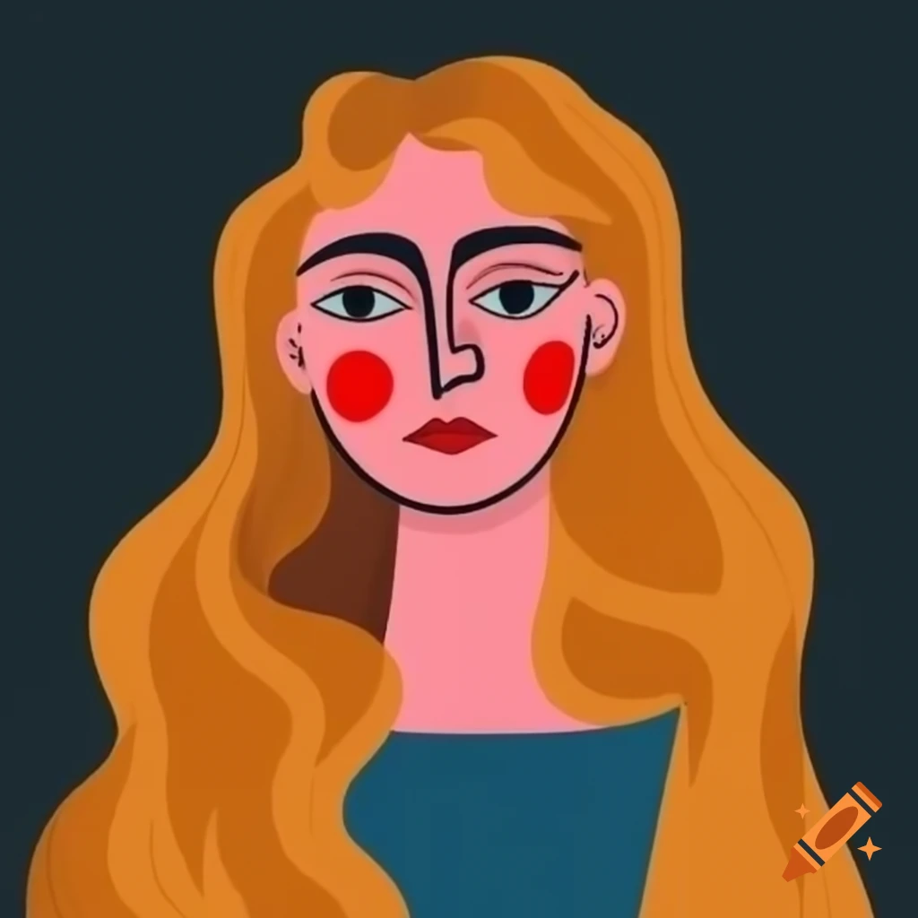 Watercolor Silhouette Of Woman With Long Blonde Hair Holding Flowers On 