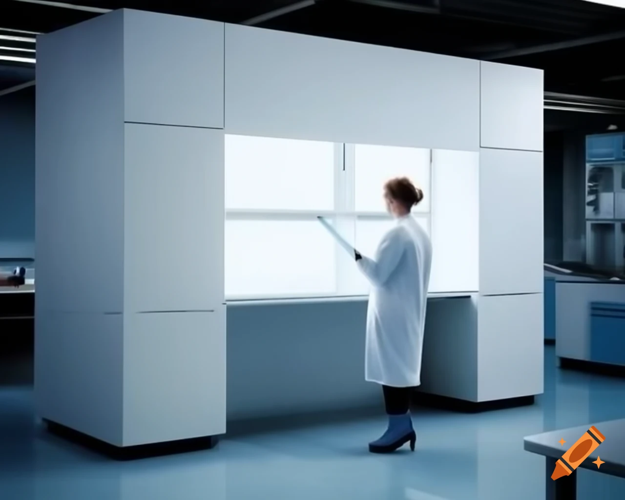 Modern laboratory featuring APEX-2 fume cupboard with female scientist