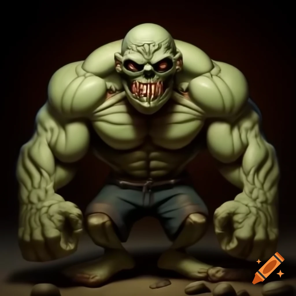 Muscular cartoon zombie character